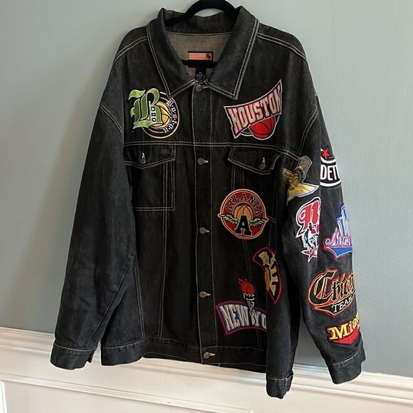 Men’s Regal Wear 2XL Vintage NBA Basketball black denim jean jacket ~ RARE! - Picture 14 of 14